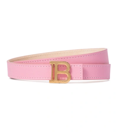 Shop Balmain B-belt Leather Belt In Pink