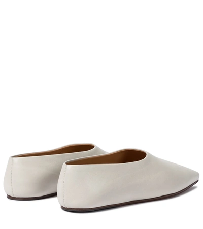 Shop The Row Square Toe Leather Ballet Flats In White
