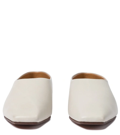 Shop The Row Square Toe Leather Ballet Flats In White