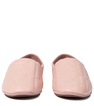 Shop Fendi Ff Embossed Leather Ballet Flats In Pink