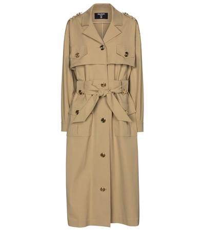 Shop Balmain Trench Coat In Beige