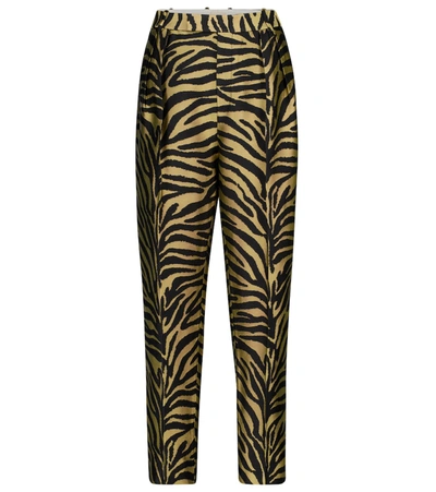 Shop Khaite Magdeline Zebra-print Twill Pants In Gold