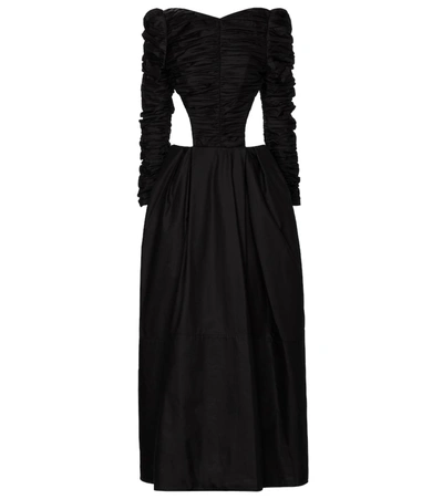Shop Khaite Rosaline Cutout Cotton Twill Gown In Black