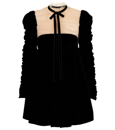 Shop Khaite Ann Velvet Minidress In Black