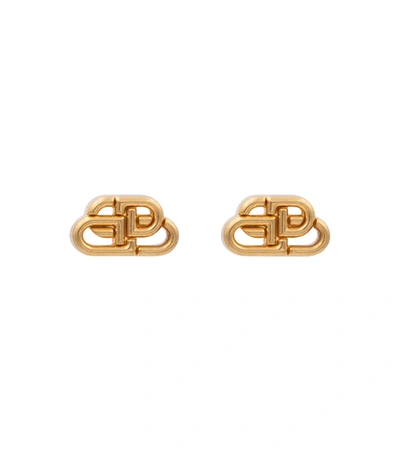 Shop Balenciaga Bb Xs Gold-plated Stud Earrings