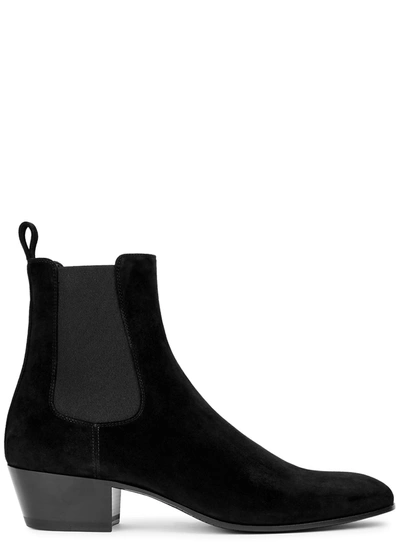 Shop Saint Laurent Cole 45 Black Suede Chelsea Boots