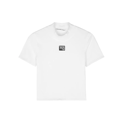 Shop Alexander Wang T Alexanderwang.t Off-white Logo Stretch-jersey T-shirt