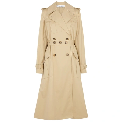 Shop Jw Anderson Sand Double-breasted Cotton-twill Trench Coat In Beige