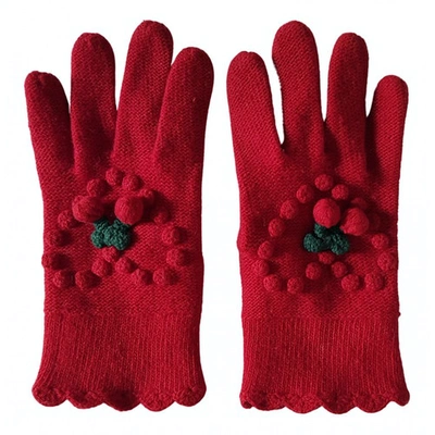 Pre-owned Moschino Wool Gloves In Red