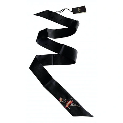 Pre-owned Fendi Black Silk Scarf