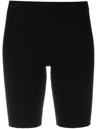 Shop Ami Amalia Ribbed-knit Shorts In Black