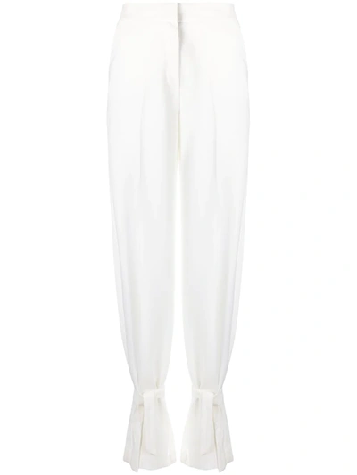 Shop Blanca Vita Ankle-strap Trousers In White