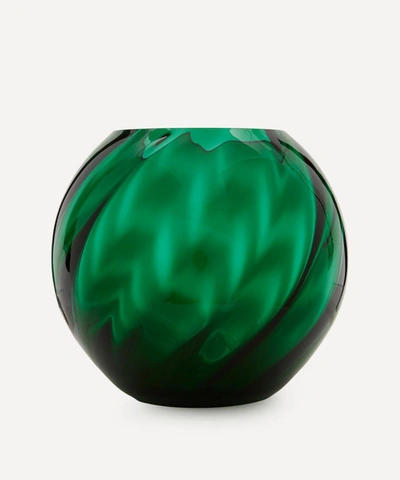 Shop Klimchi Round Marika Vase In Dark Green