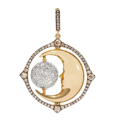 Shop Annoushka Mixed Gold And Diamond Mythology Spinning Moon Charm