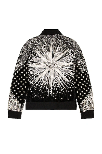 Shop Balmain Embroidered Bomber Jacket In Noir & Argent