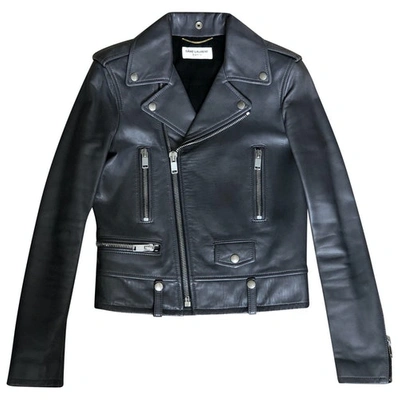 SAINT LAURENT Pre-owned Leather Biker Jacket In Grey