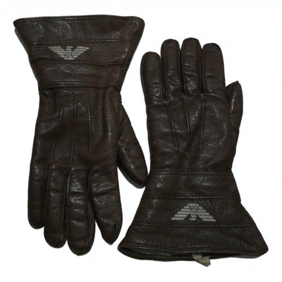 Pre-owned Emporio Armani Leather Gloves In Brown