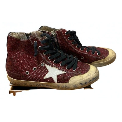 Pre-owned Golden Goose Francy Burgundy Glitter Trainers