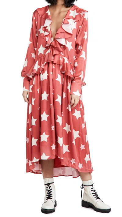 Shop Sister Jane Star Baker Ruffle Midi Dress In Red/white