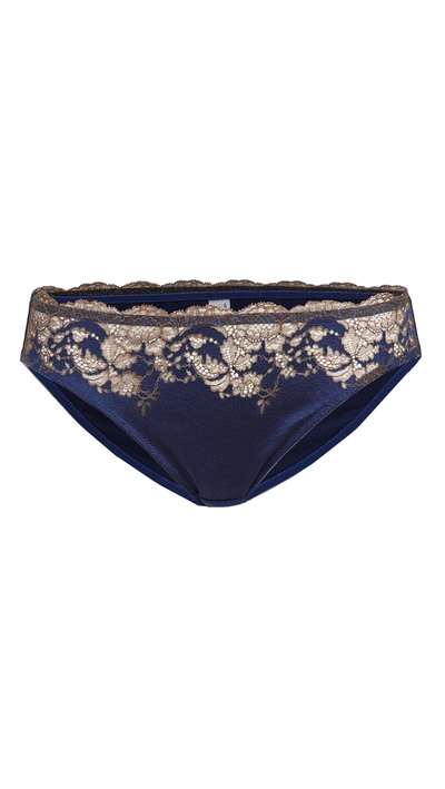 Shop Wacoal Lace Affair Bikini Panty In Blueprint/chocolate Brown