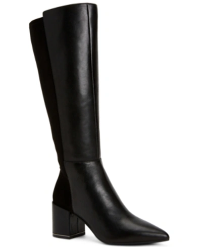 Shop Alfani Women's Step N Flex Manila Pointed-toe Boots, Created For Macy's Women's Shoes In Black Leather