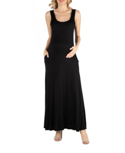 24seven Comfort Apparel Womens Sleeveless Long Maxi Dress In Black