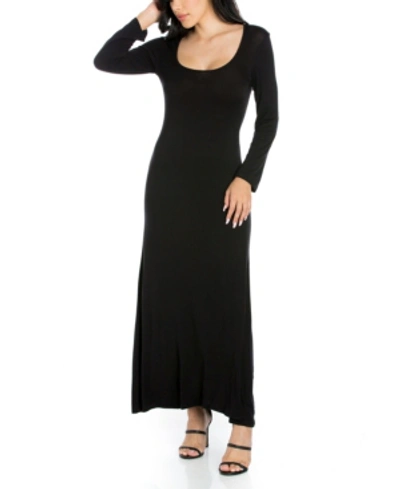 24seven Comfort Apparel Women's Long Sleeve Maxi Dress In Black