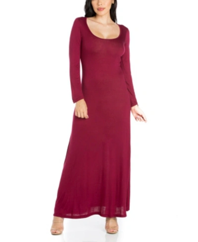24seven Comfort Apparel Women's Plus Size Maxi Dress In Burgundy