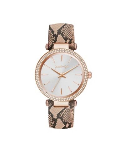 Shop Kendall + Kylie Women's  Rose Gold Tone With Blush Snakeskin Stainless Steel Strap Analog Watch 40mm In Open Misce