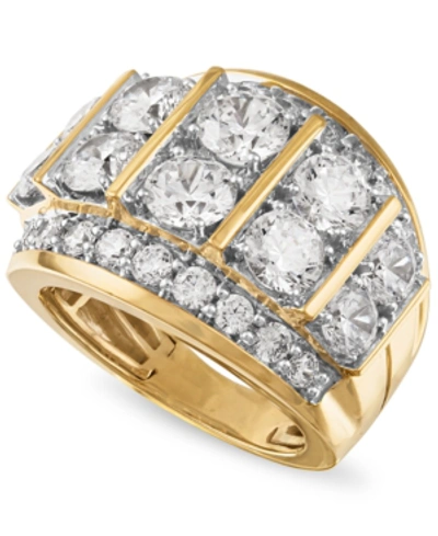 Shop Macy's Men's Diamond Large Cluster Statement Ring (7 Ct. T.w.) In 10k Gold In Yellow Gold