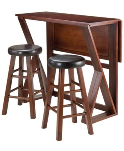 Shop Winsome Harrington 3-piece Drop Leaf High Table In Brown