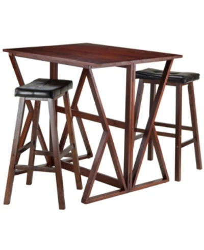 Shop Winsome Harrington 3-piece Drop Leaf High Table In Brown