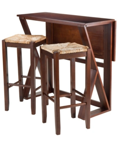 Winsome Harrington 3-piece Drop Leaf High Table In Brown