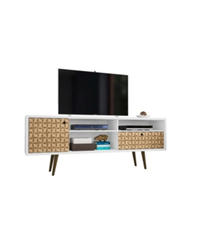 Shop Manhattan Comfort Liberty 70.86" Mid Century - Modern Tv Stand With 4 Shelving Spaces And 1 Drawer In White