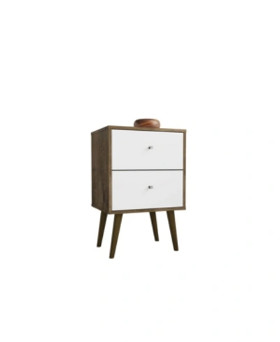 Shop Manhattan Comfort Liberty Mid Century - Modern Nightstand 2.0 With 2 Full Extension Drawers In Rust