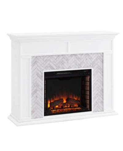 Shop Southern Enterprises Anika Marble Tiled Electric Fireplace In White