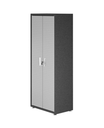 Shop Manhattan Comfort Fortress Textured Metal 75.4" Garage Cabinet With 4 Adjustable Shelves In Gray