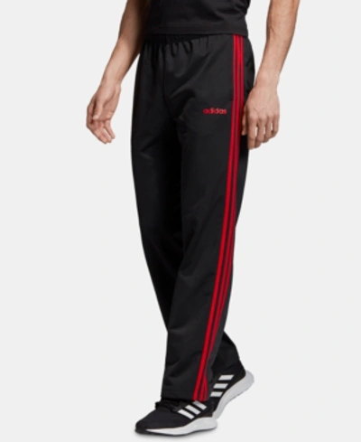 Shop Adidas Originals Adidas Men's Essentials 3-stripes Tricot Track Pants In Black/scarlet Red