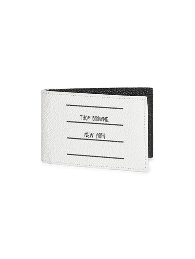 Shop Thom Browne Men's Tbny Label Bi-fold Leather Wallet In Black