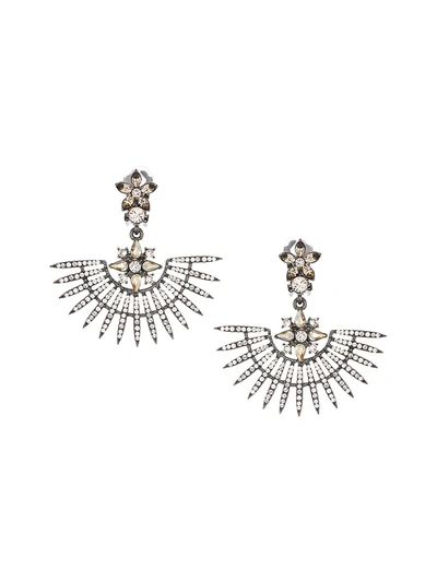 Shop Oscar De La Renta Women's Swarovski Crystal Pave Point Fan Earrings In Silk