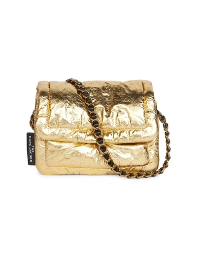 Shop The Marc Jacobs Women's Mini The Pillow Metallic Leather Crossbody Bag In Gold