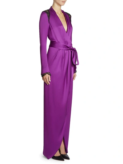 Shop Ralph And Russo Women's Embellished Silk Satin Wrap Gown In Purple