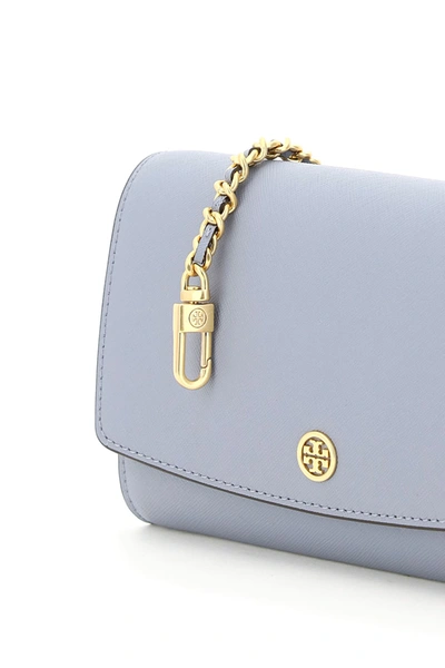 Shop Tory Burch Robinson Chain Clutch In Light Blue