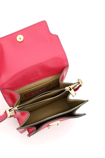 Shop Marni New Trunk Mini Shoulder Bag In Fuchsia,pink,green