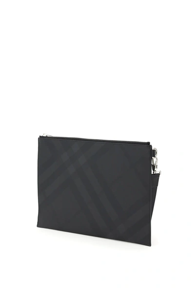 Shop Burberry Edin Pouch London Check In Grey,black