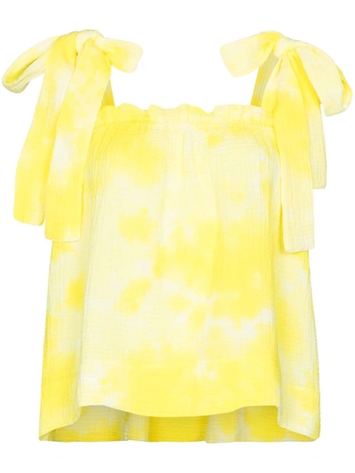 Shop Honorine Tie-dye Print Cotton Blouse In Yellow
