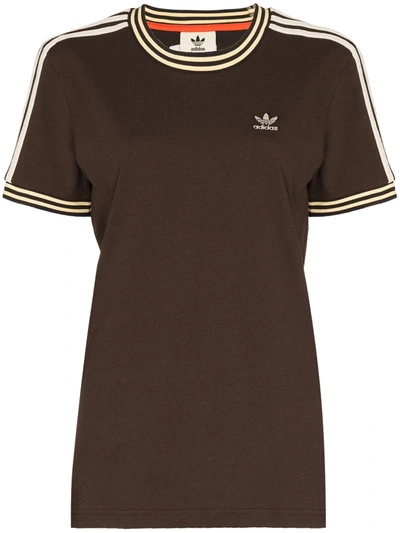 Shop Adidas Originals X Wales Bronner Embroidered Logo T-shirt In Brown