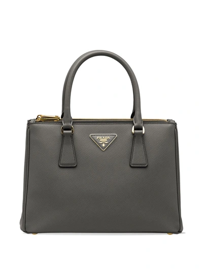 Shop Prada Medium Galleria Leather Tote Bag In Grey
