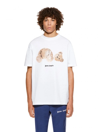 Shop Palm Angels Bear Cotton T-shirt In White