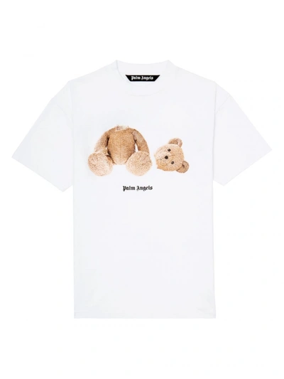 Shop Palm Angels Bear Cotton T-shirt In White